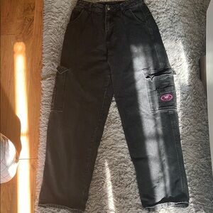 Black Cargo Pants with Logo Patch